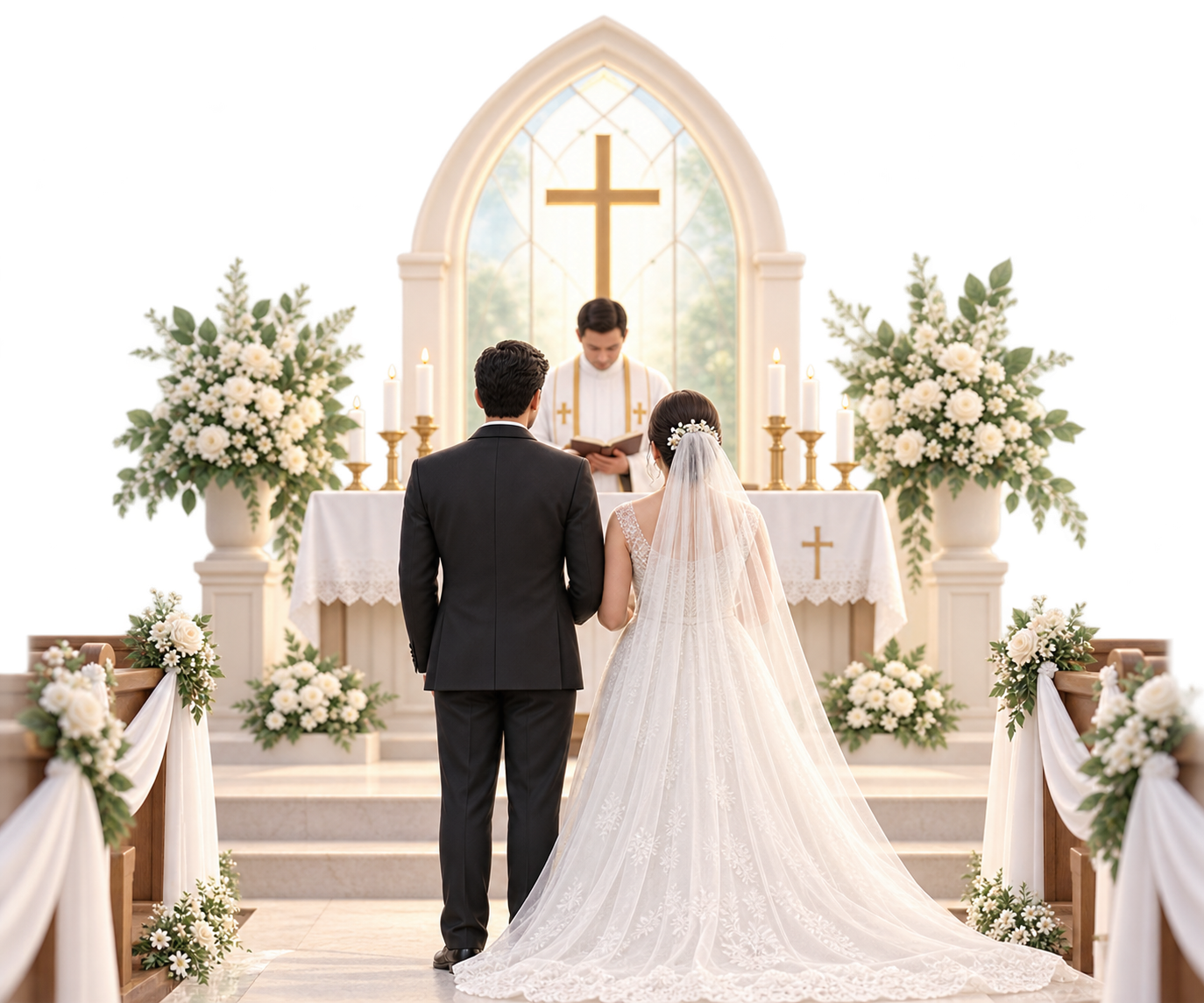 3D Christian wedding ceremony illustration