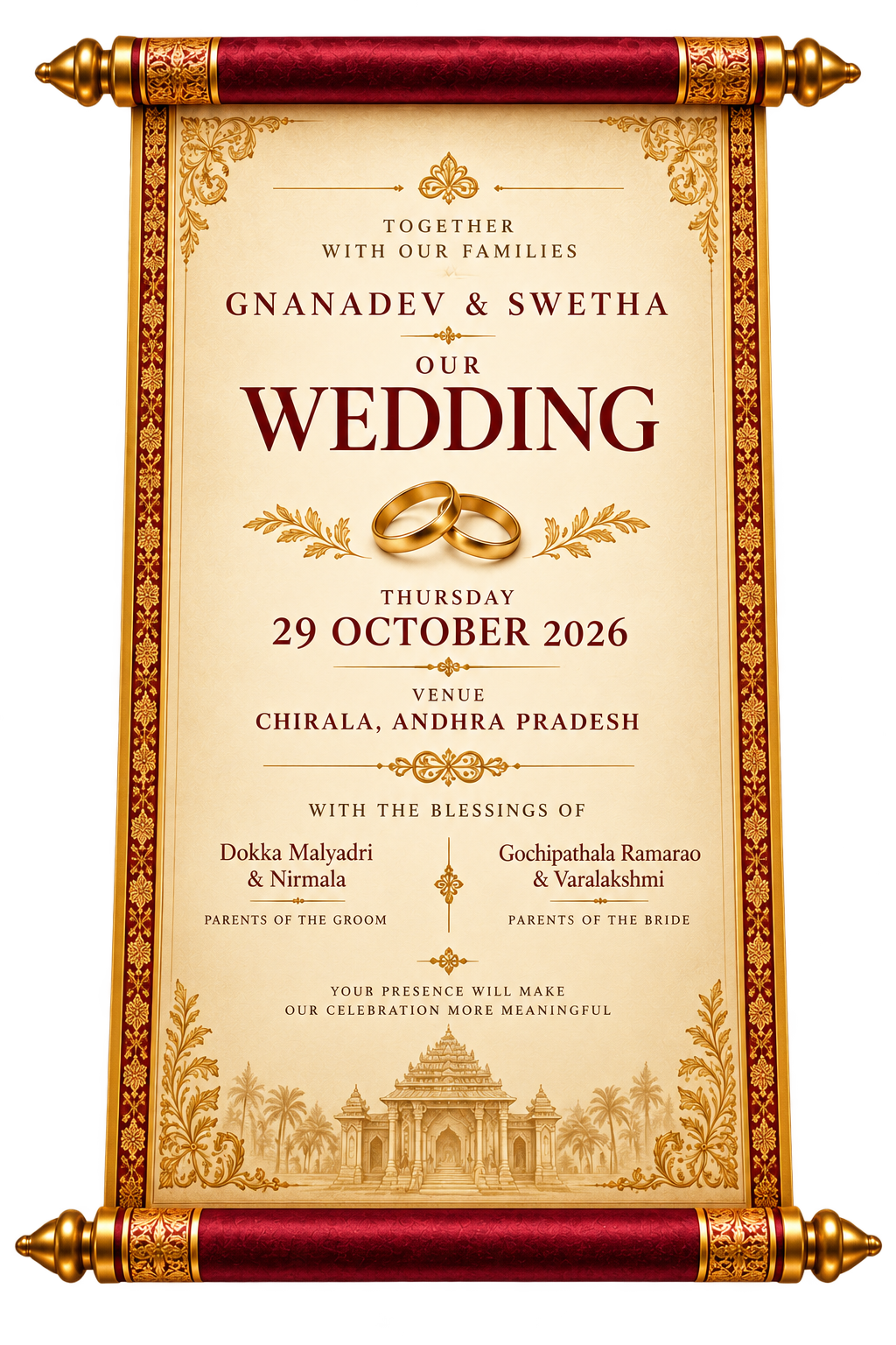 Gnanadev and Swetha Wedding Invitation